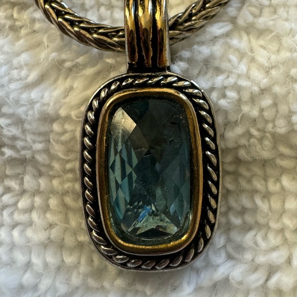 BLUE TOPAZ CRYSTAL NECKLACE | SILVER AND GOLD - Picture 3 of 9